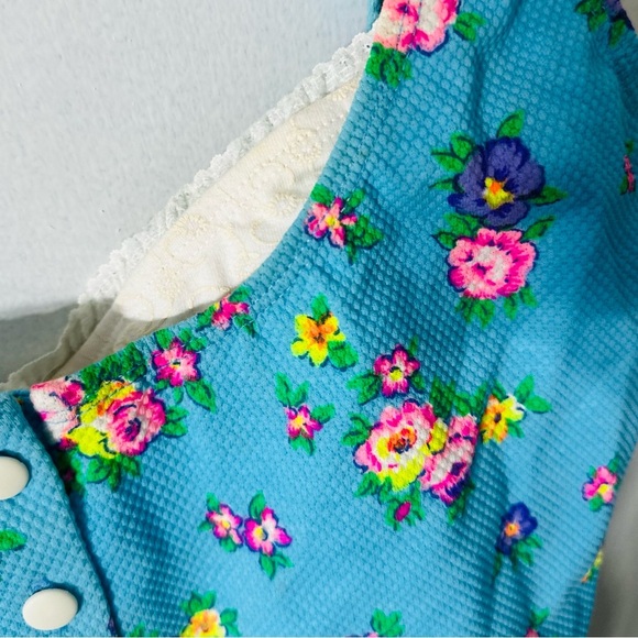 NWT Vintage 80s 90s 1 Pc Floral Swimsuit Size 16 Built In Underwire Bra PushUp - Picture 3 of 10